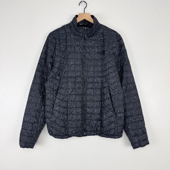 The North Face Thermoball Eco Jacket Mens‎ M Navy White Pattern Full Zip Pockets
